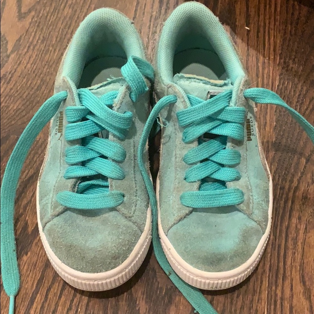 Teal suede Pumas size 12